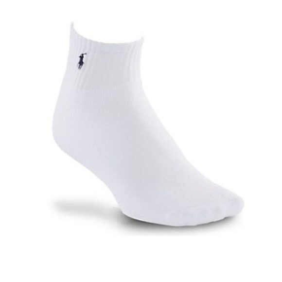 NWT 3 Pack Polo Ralph Lauren Tech Athletic Quarter Top Sock White Gray Pony - Picture 3 of 8